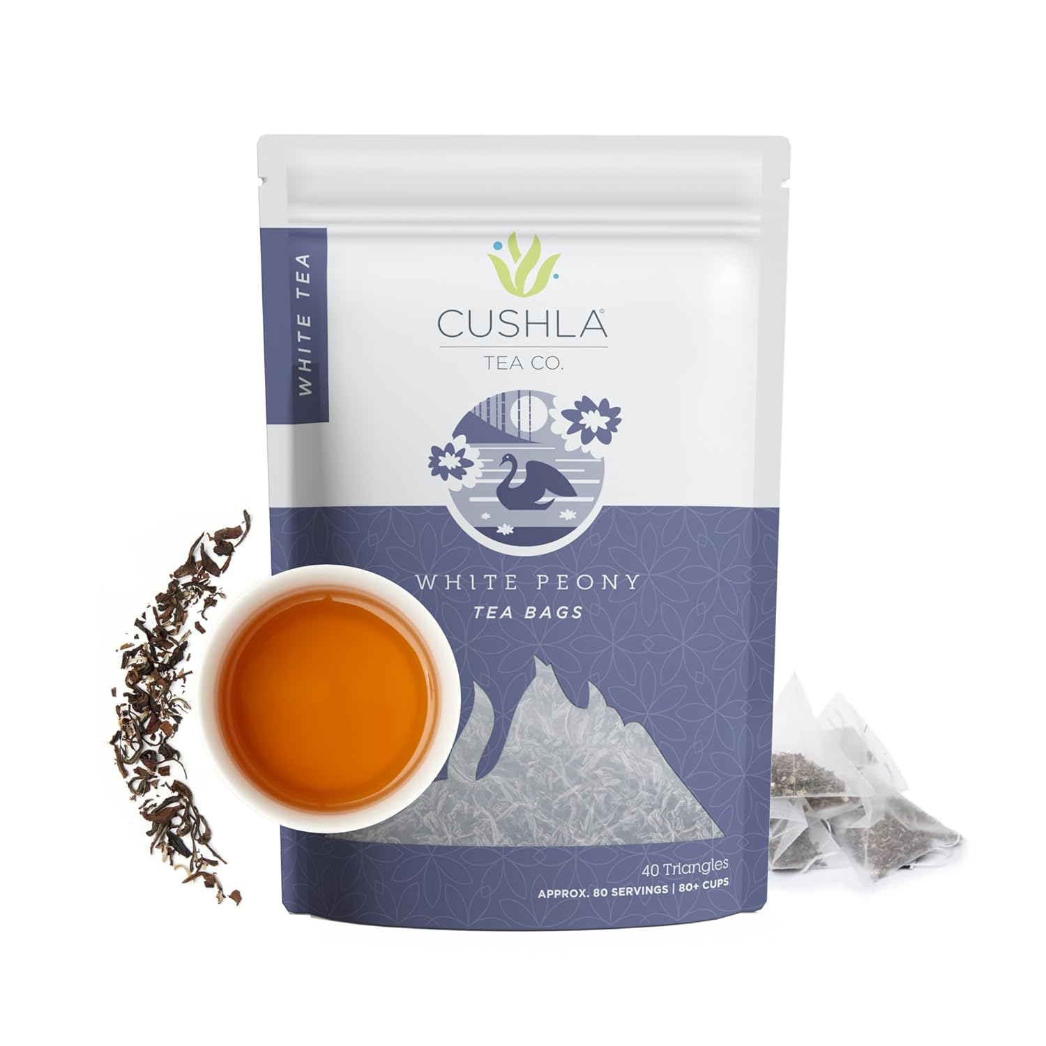 Imperial Grade White Peony Tea Bags - Bai Mu Dan (also known as Pai Mu Tan, Baimudan, Paimutan) - Fresh White Tea - Low Caffeine - High Antioxidants - 40 Count