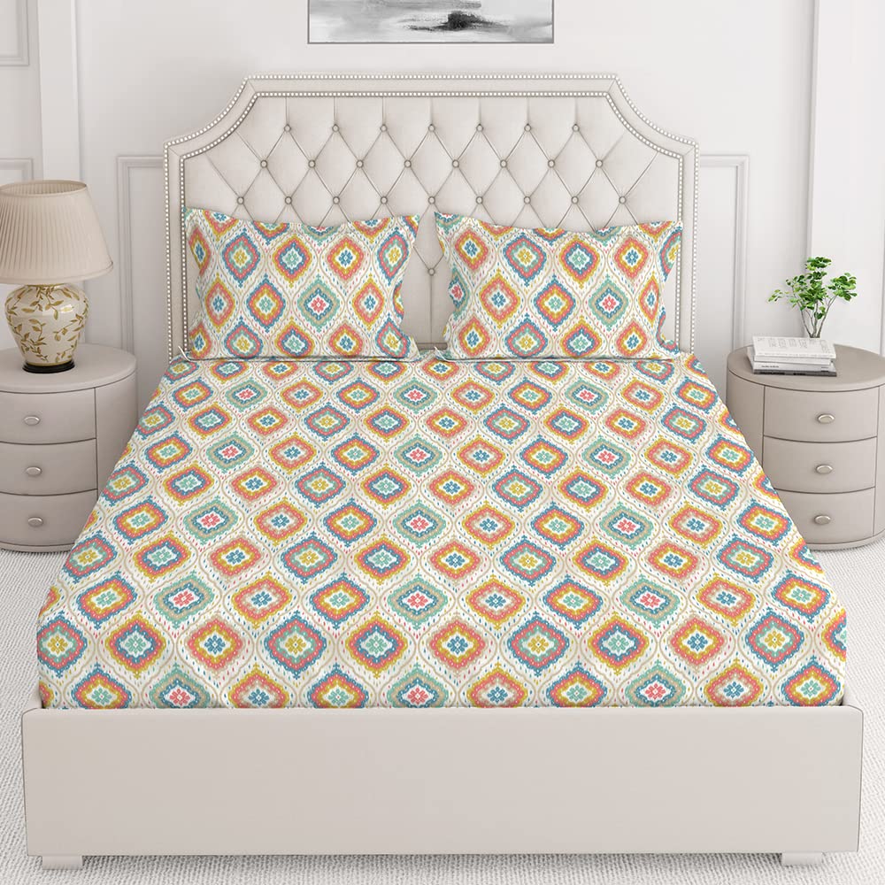 Layers 100% Cotton King Size Bedsheet with 2 Pillow Covers (Ornamental Pattern, Multi Colour) 104TC Light Weight, Breathable, Moisture Absorbent, All Season Comfort, Rimini Collection (B09TRCDQ4J) Amazon Price History, Amazon Price Tracker