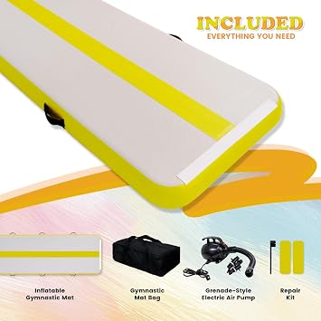Tuxedo Sailor Inflatable Gymnastics Mat with Electric Pump, Storage Bag, Repair KitAir Mat for Home Training, Cheerleading, Yoga