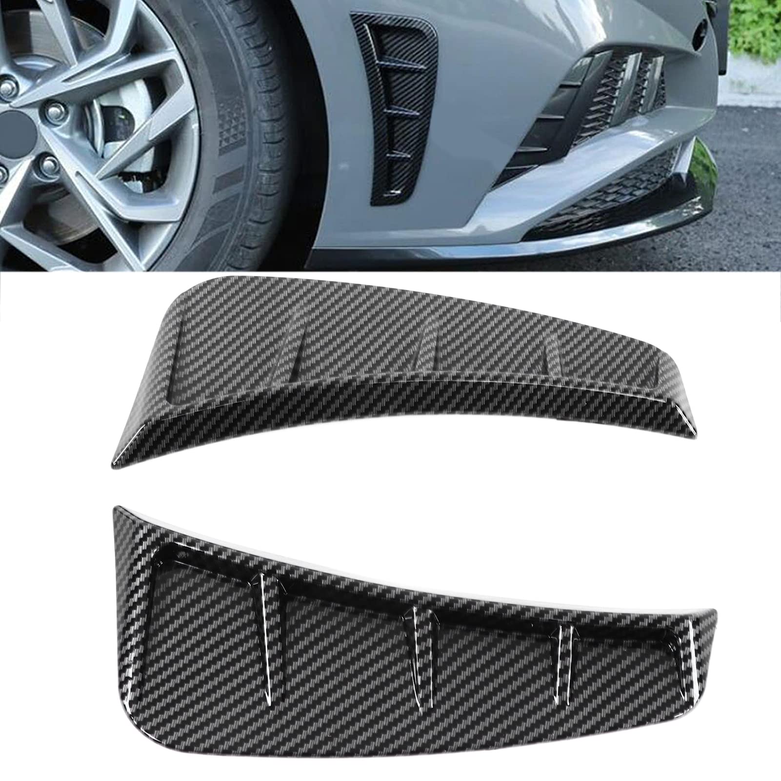 Copertura del rivestimento della presa d'aria del parafango dell'auto, coppia di rivestimento della presa d'aria laterale del paraurti anteriore Decorazione universale in stile esterno in fibra di car