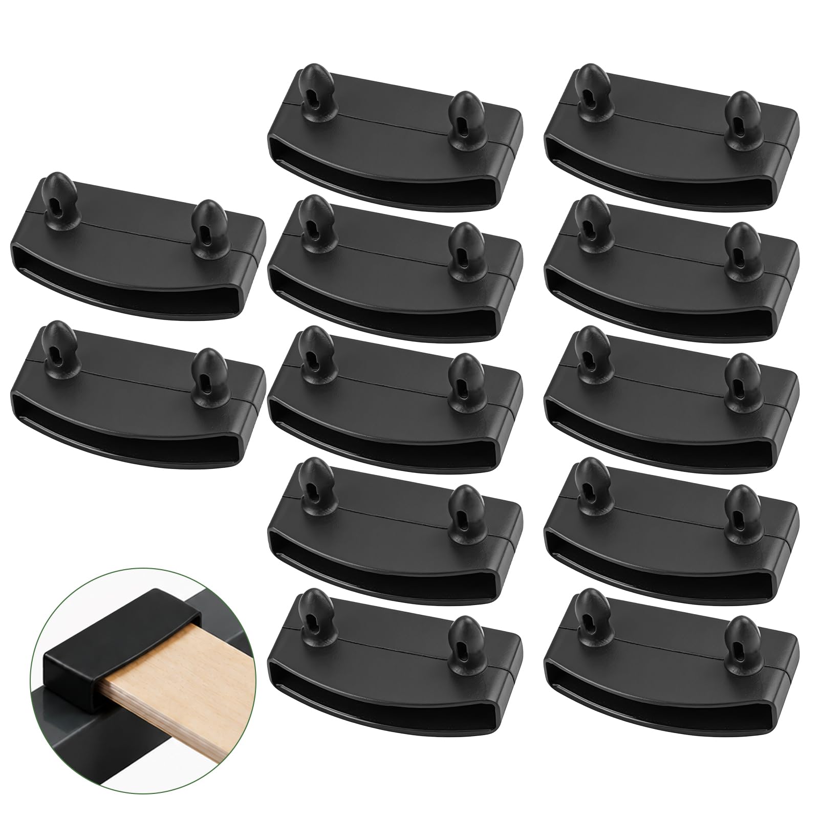 Lafefe 12 Pcs Single Bed Slat Holders for 55mm Slats, Replacement End Bed Slat Caps, Durable Side Support for Bed Slats King Size and Single Wooden Bed Frames