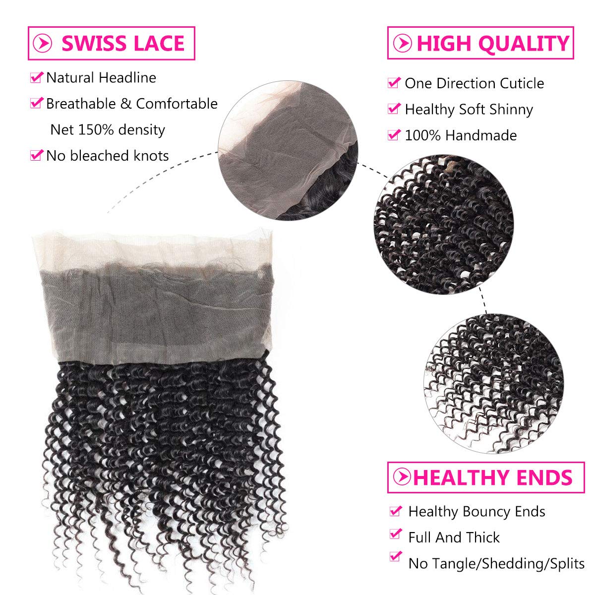 8A Brazilian Curly Hair Bundles Unprocessed Virgin Kinkys Curly Human Hair Weave Extensions Natural Color (20 20 2+18)