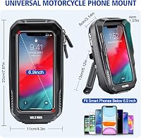 JUYANO Motorkerékpár Telefontartó 360° Forgatható Vízálló Napellenző 3.5-6.9" Fekete 3