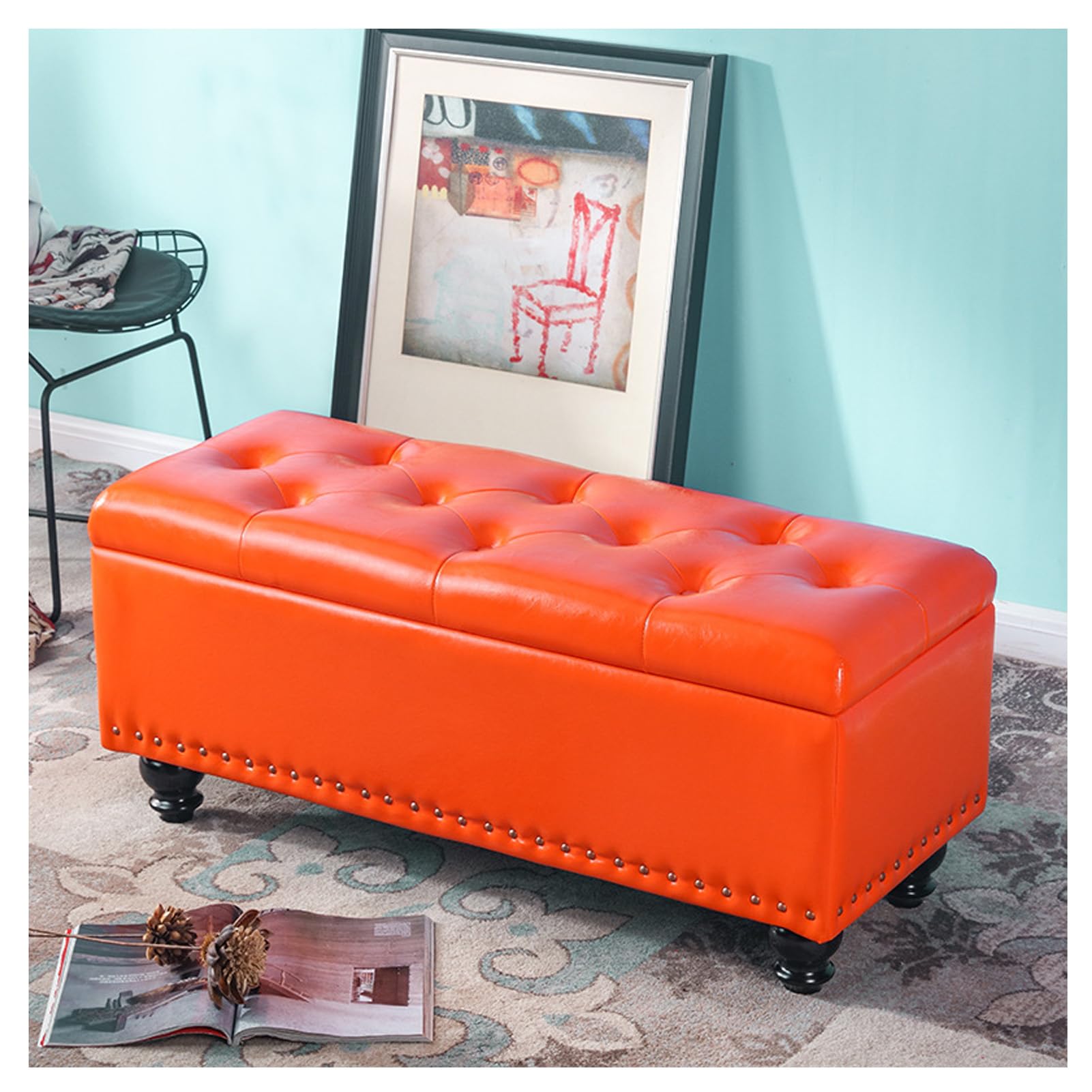 Banc de rangement grand espace avec assise capitonnée pour ranger les vêtements