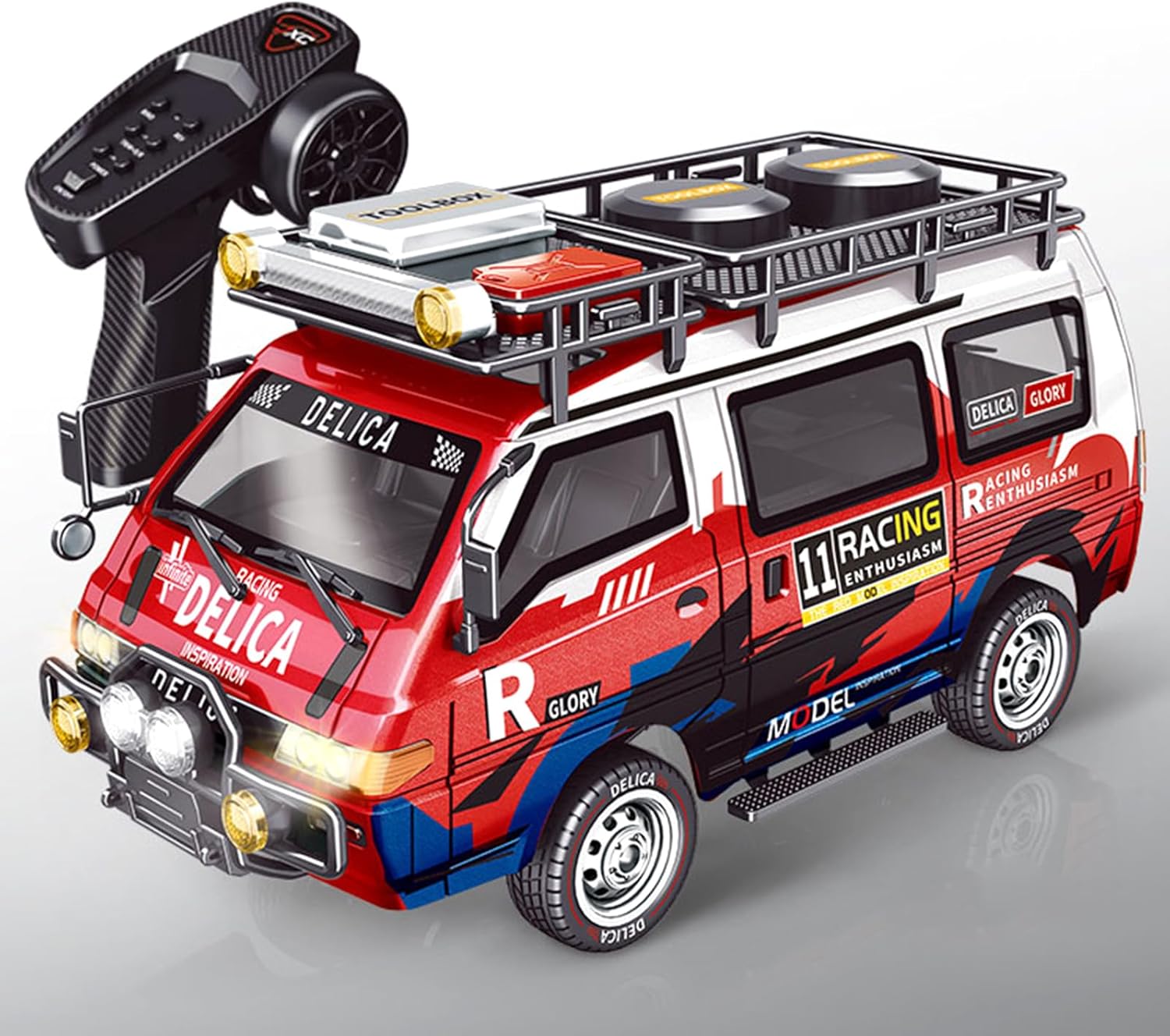 1/24 RC Crawler, 4WD Delica RC Car W/ 2.4GHz Remote, Mitsubishi RTR Offroad RC Truck for Adults Hobby Gifts Toys (Red)