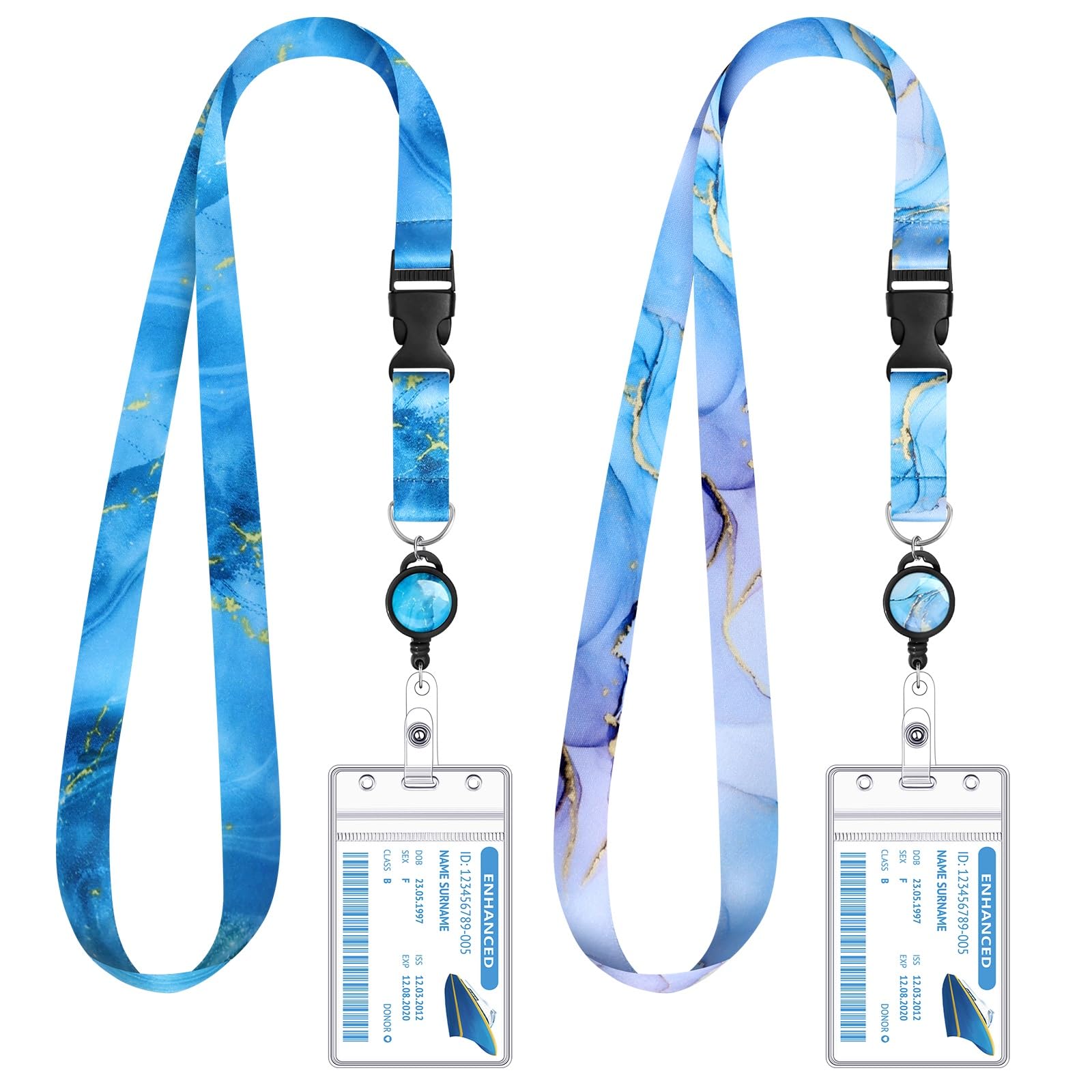 Photo 1 of 2 Pieces Cruise Lanyard for Ship Cards Detachable Lanyards with Retractable Badge Reel and Waterproof ID Badge Holder, 2026 Cruise Essentials Accessories