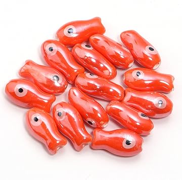 Pack of 10 Colorful Retro Ceramic Fish Beads Handmade Spacer Charm for Necklace Bracelets Jewelry Crafting Accessories