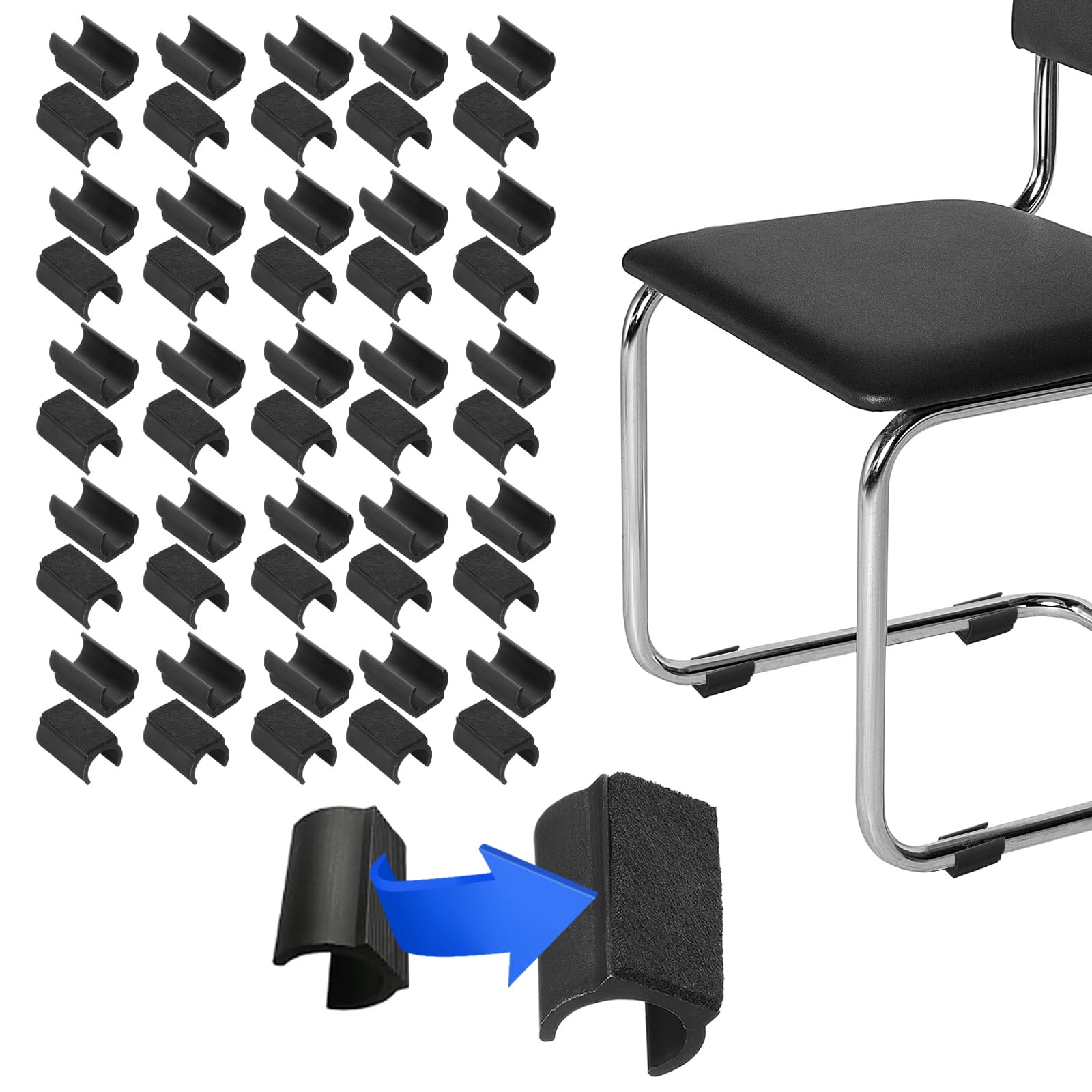PATIKIL Rectangle U Shaped Chair Leg Tips Caps with Felt Pads