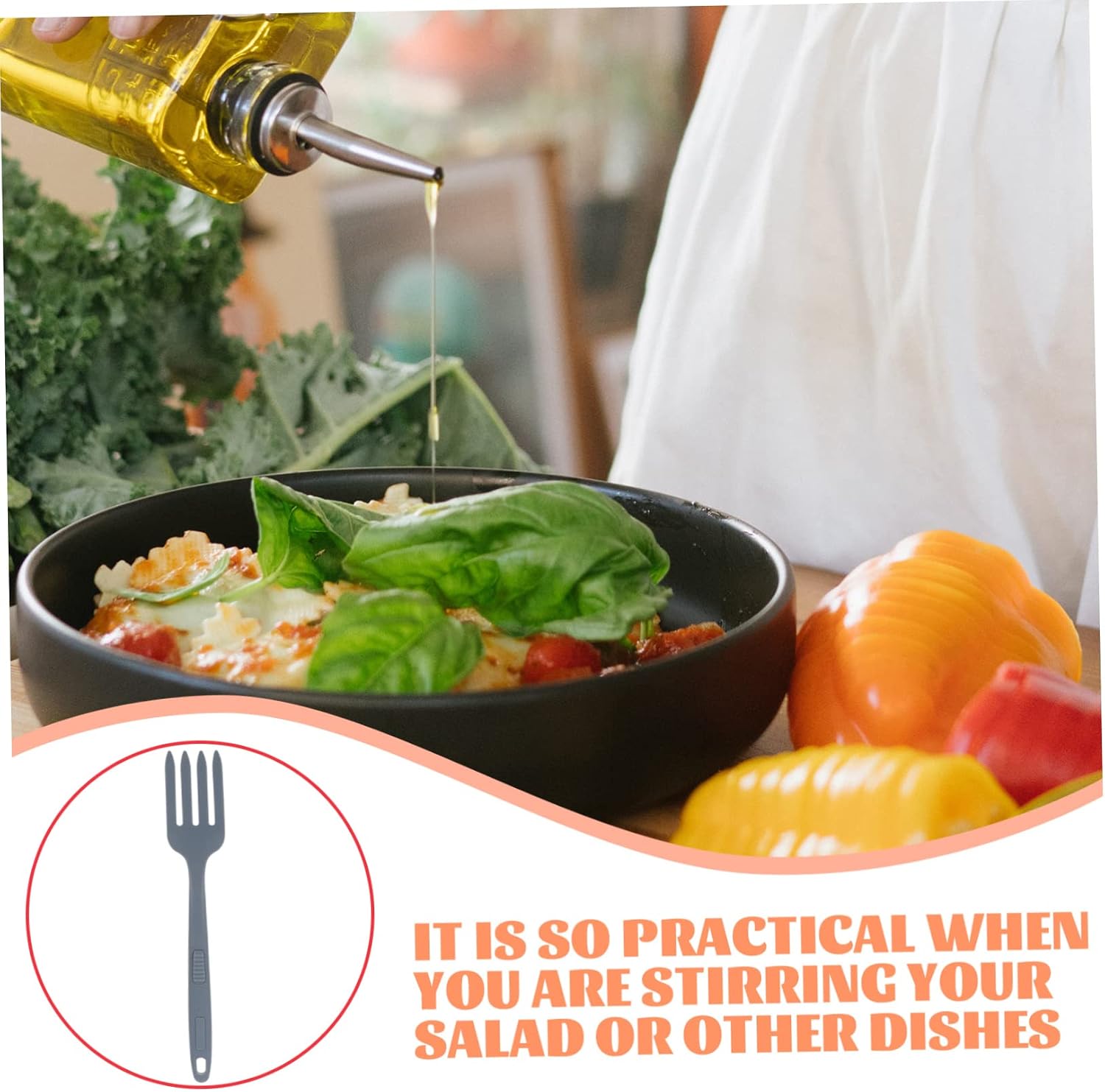 Large Silicone Pasta Fork for Home Kitchen Cooking and Serving