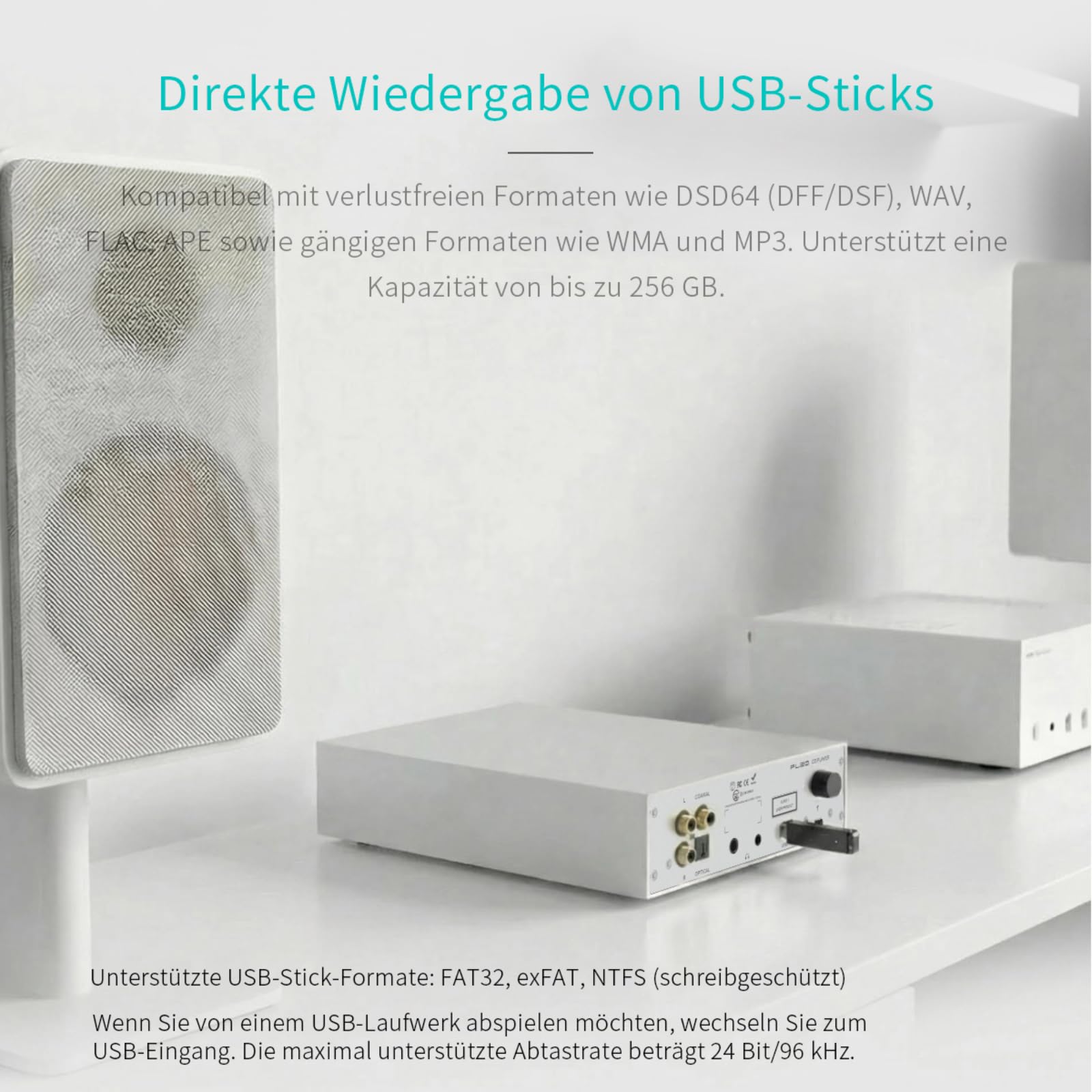 SMSL PL20 HiFi CD-Spieler für Zuhause, CD-Ripper, Bluetooth-Autoradio-CD-Player, 2×CS43131-Chip, USB-Stick/Bluetooth-Eingang, RCA/BT/3,5mm/4,4mm Symmetrisch/Optisch/Koaxial Digitaler Ausgang (Silber)