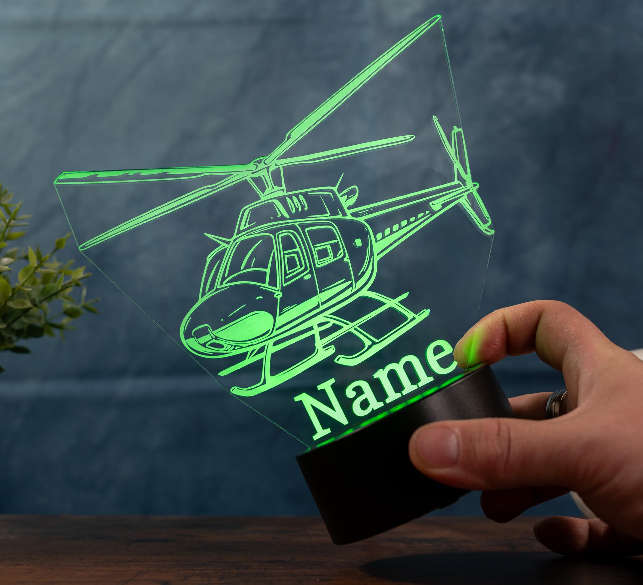 Helikopter Lampe personalisiert – LED Nachtlicht mit Name | Hubschrauber Geschenk Kinderzimmer Deko | Helicopter Light für Jungen, Männer & Luftfahrt-Fans