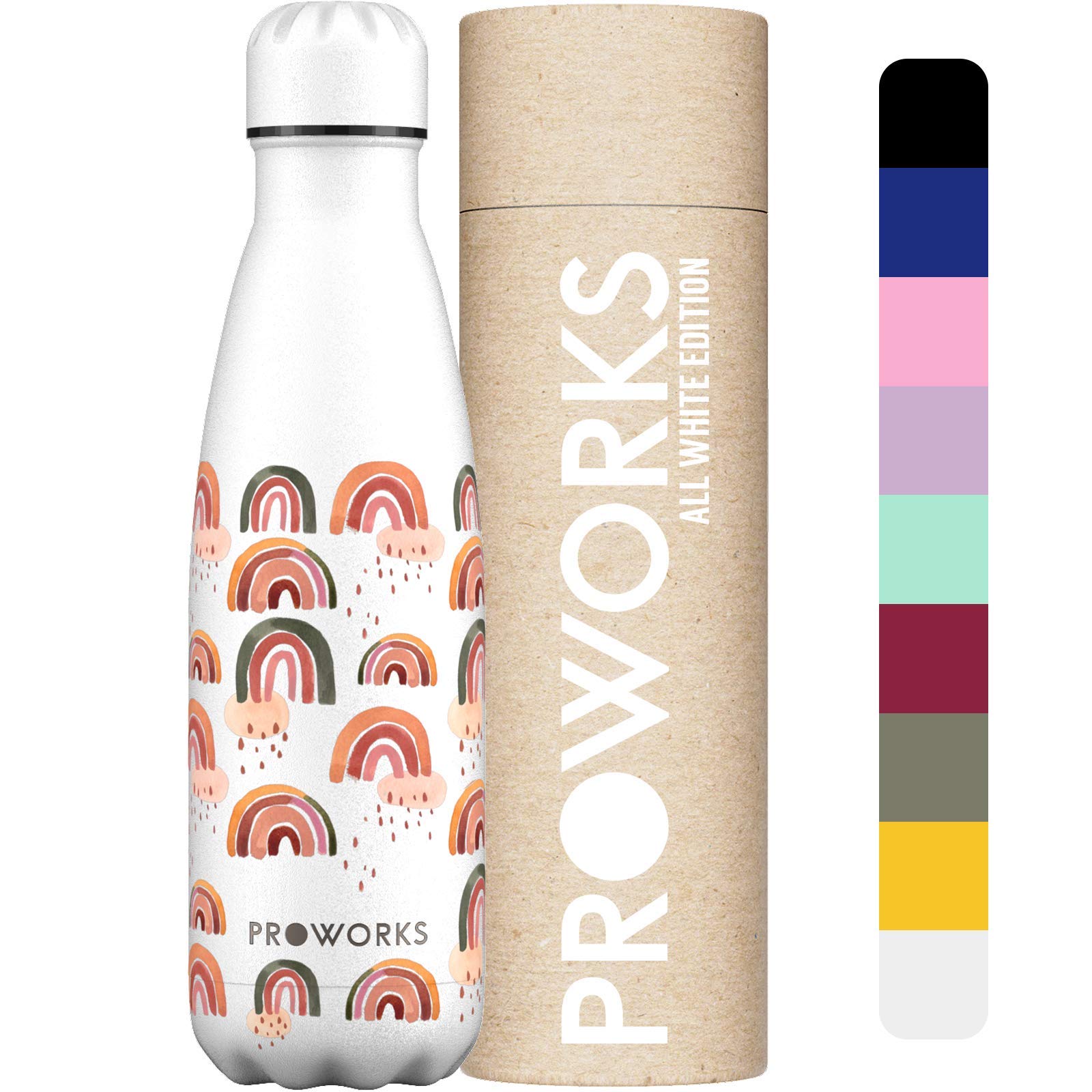 PROWORKS Insulated Water Bottle, BPA Free, Reusable Stainless Steel Water Bottle for 12 Hours Hot & Cold Hold Up to 24 Hours, for Sport, Gym, Travel - 500ml - Pink Daisy — view 26