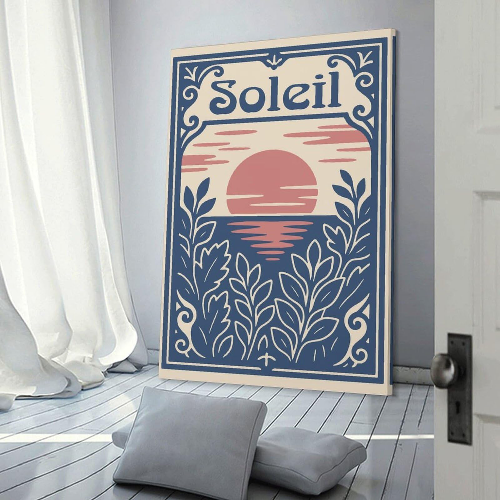Junmoney Soleil Art Nouveau Landscape Decorative Wall Artwork, 08x12inch(20x30cm), for Home Lounge, Bedroom Or Reading Nook, Eye Catching Artwork for Blank Walls