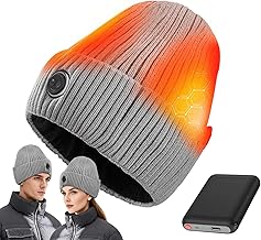Electric Heated Hat with 3 Heat Levels, 5000mAh Rechargeable Battery Heated Beanies for Winter Outdoors, Thermal Head Warmer for Men & Women, Ideal for Walking, Cycling, Hiking, Skiing