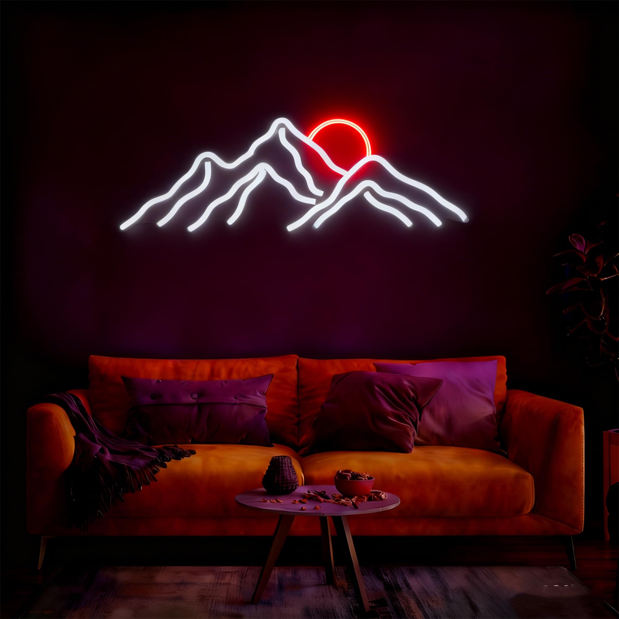 LED Mountains Sonnenaufgang Sonnenuntergang Wave Neon Signs Dimmbare Neon Schild 5V USB Stromversorgung Wanddekoration Lampe für Zuhause,Studentenwohnheim,Salon,Bar,Party Geschenk