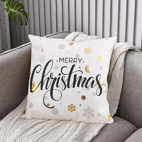 Miniatura 5 de Scceatti Fundas de almohada de Navidad con cremallera cuadrada de 18 x 18 pulgadas, funda de cojín de invierno de tela con bonito tema de