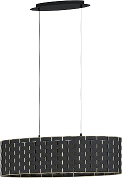 EGLO Marasales sark t lamba, 2 ampull  asma lamba, tekstil asma lamba, siyah ve metal pirin , yemek masas  lambas , oturma odas  lambas  as l  E27, U 78 cm