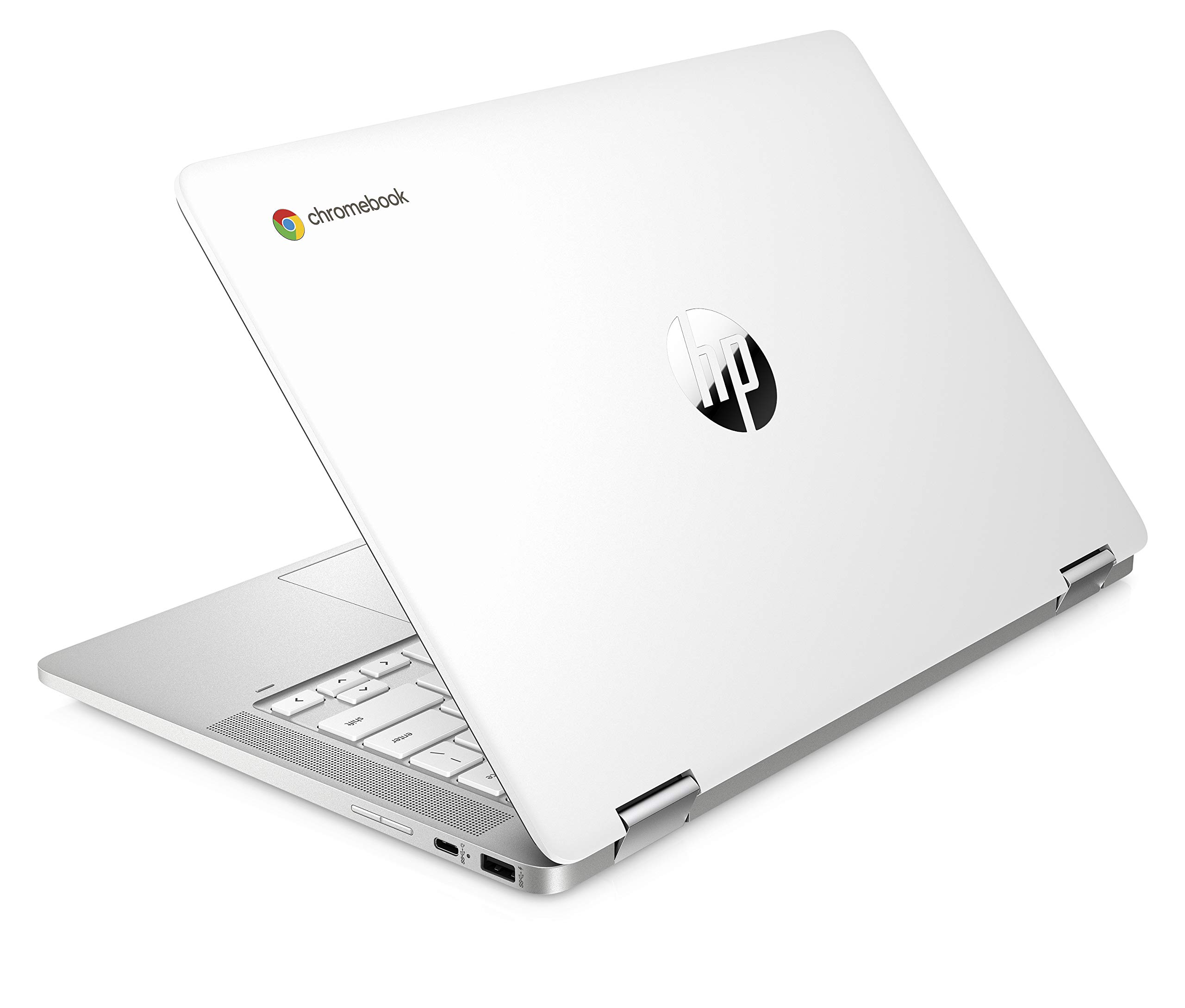 HP Chromebook x360 Ordinateur Portable, 14" Tactile, Intel Celeron N4120, 4 Go DDR4 de RAM, 64 Go eMMC, Intel UHD Graphics 600, Système d’exploitation ChromeOS, Clavier QWERTZ, Germini, Blanc