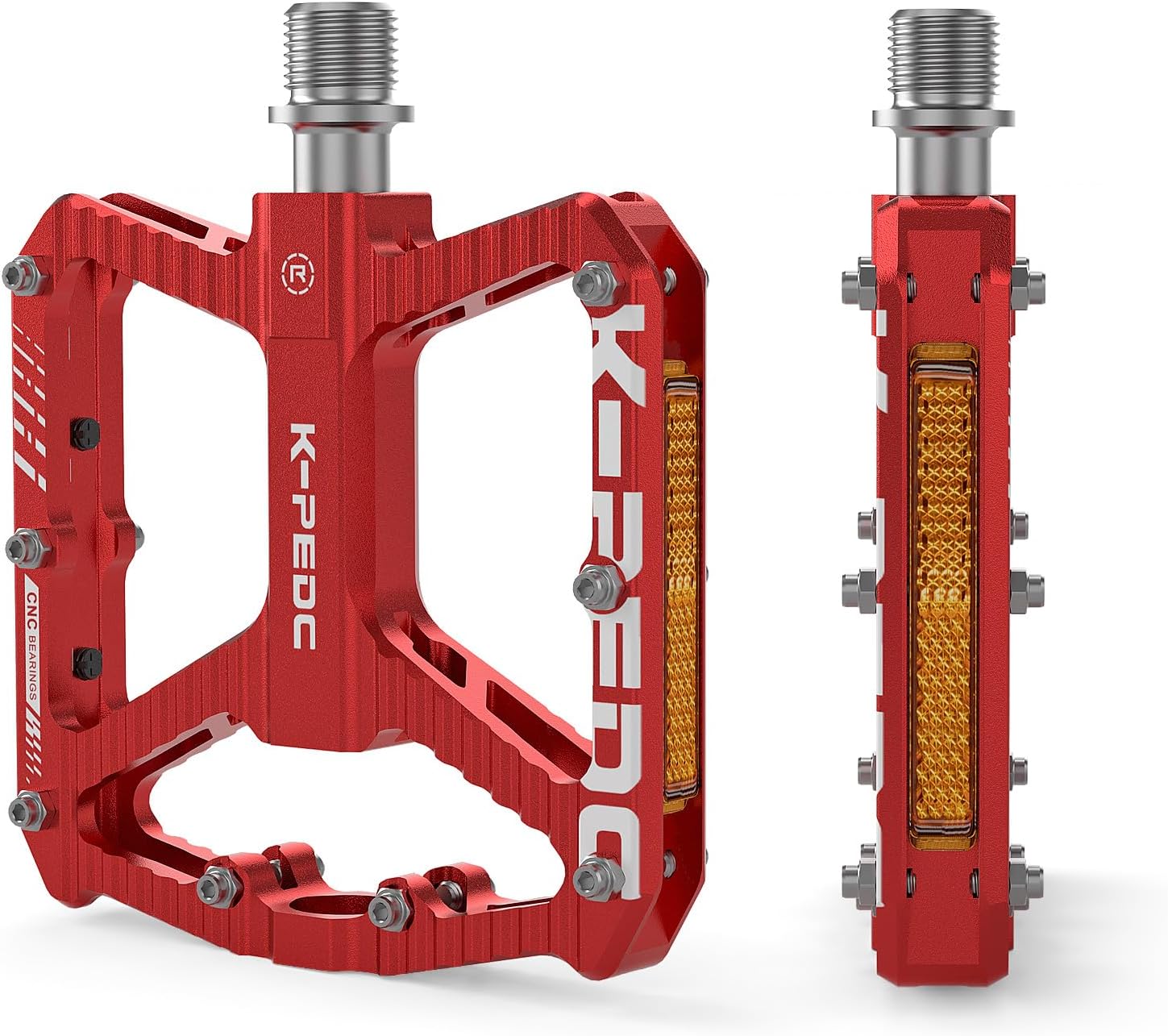 Mountain Bike Pedals MTB Pedals,Bicycle Pedals with Reflectors,Aluminum 9/16" 3 Sealed Bearing Lightweight Platform for Mountain Bike, BMX, Road Bike Pedals