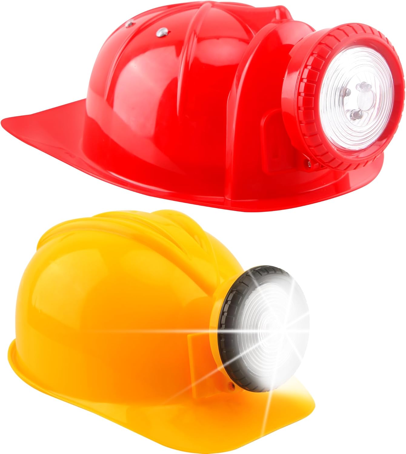 2 Pack Kids Construction Hat Miner Costume Helmet with Light for Boys Girls Dress Up Halloween Party Supplies