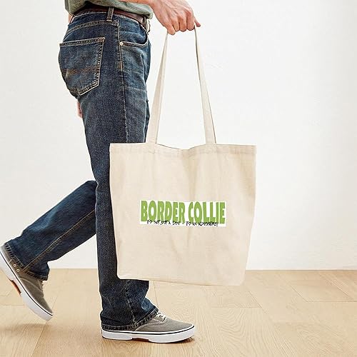 Vista 144 de CafePress Border Collie - Bolsa de lona natural, bolsa de compras reutilizable