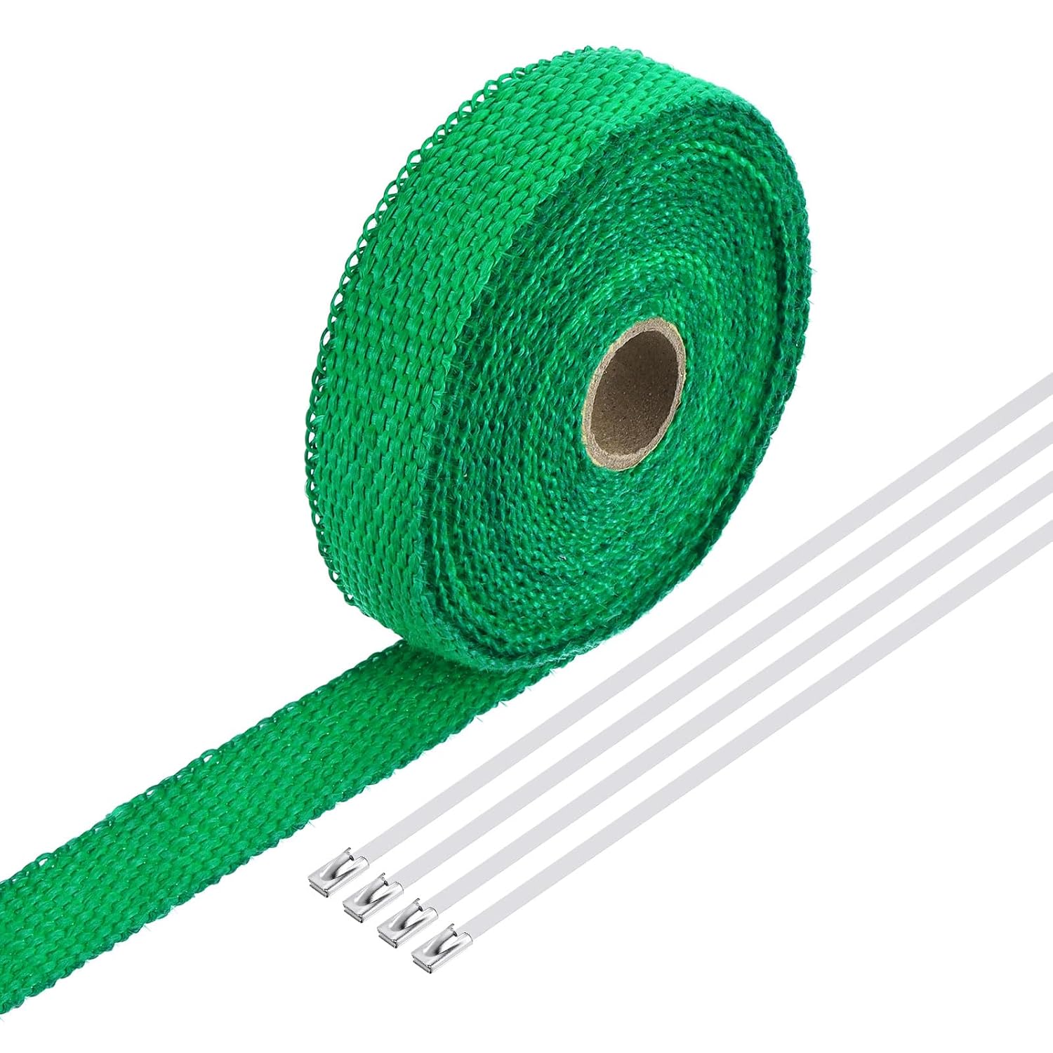 MECCANIXITY Fiberglass Exhaust Wrap Tape, 2" x 50' Black Header Heat Wrap with 4 Stainless Ties for Hot Rods and Motorcycle