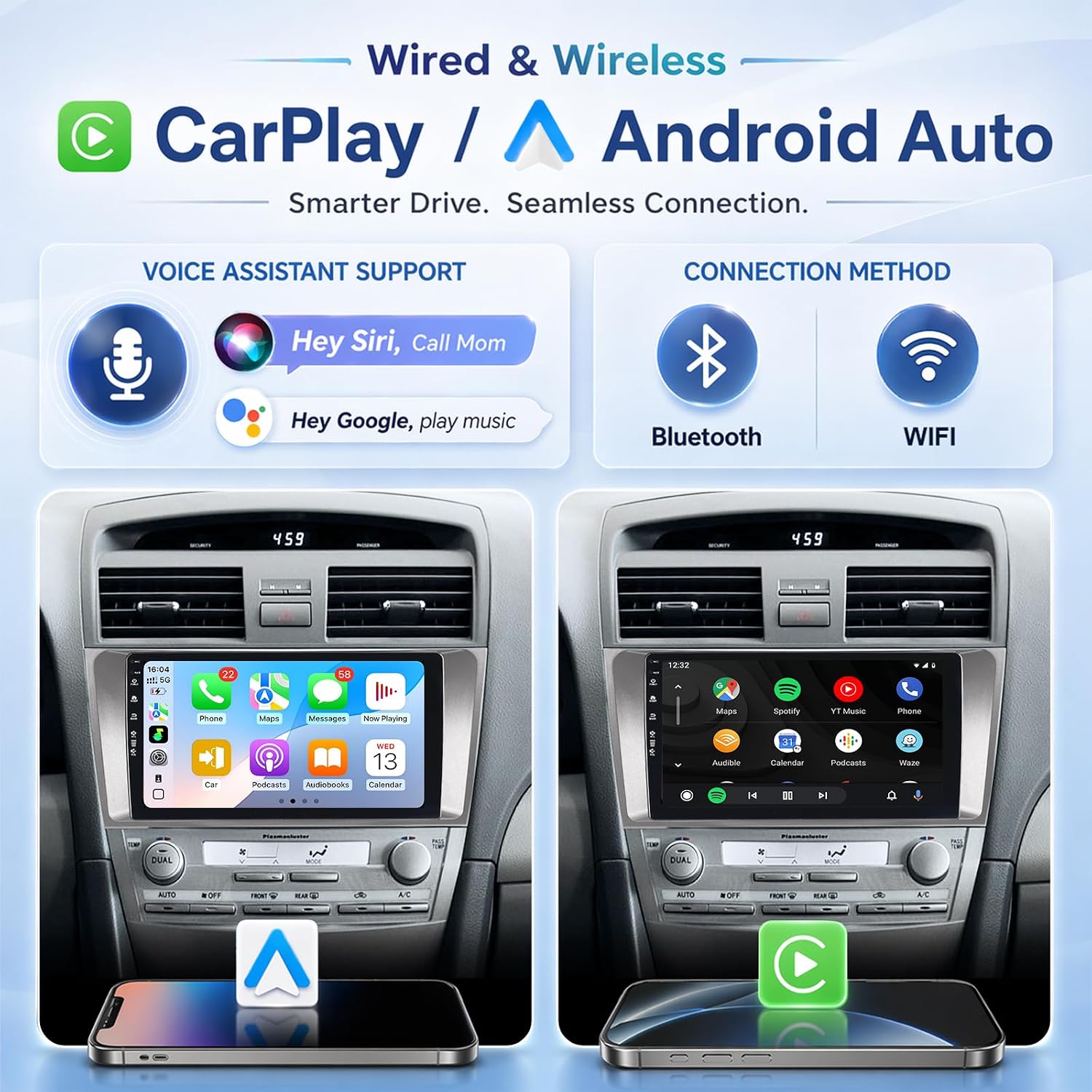5G-WiFi6 (4Core 64G ROM) Car Radio Stereo for Toyota Camry 2006-2011(Not Fit JBL),9 inch Touch Screen Head Unit with Wireless Carplay Android Auto GPS Bluetooth SWC FM 1080P Backup Camera