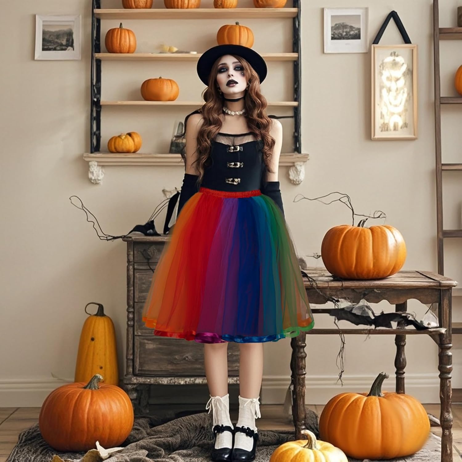 Womens Rainbow Tutus Skirt Colorful Layered Tulle Dress Girls Skirts for Adults Halloween Cosplay Tutus - Image 7