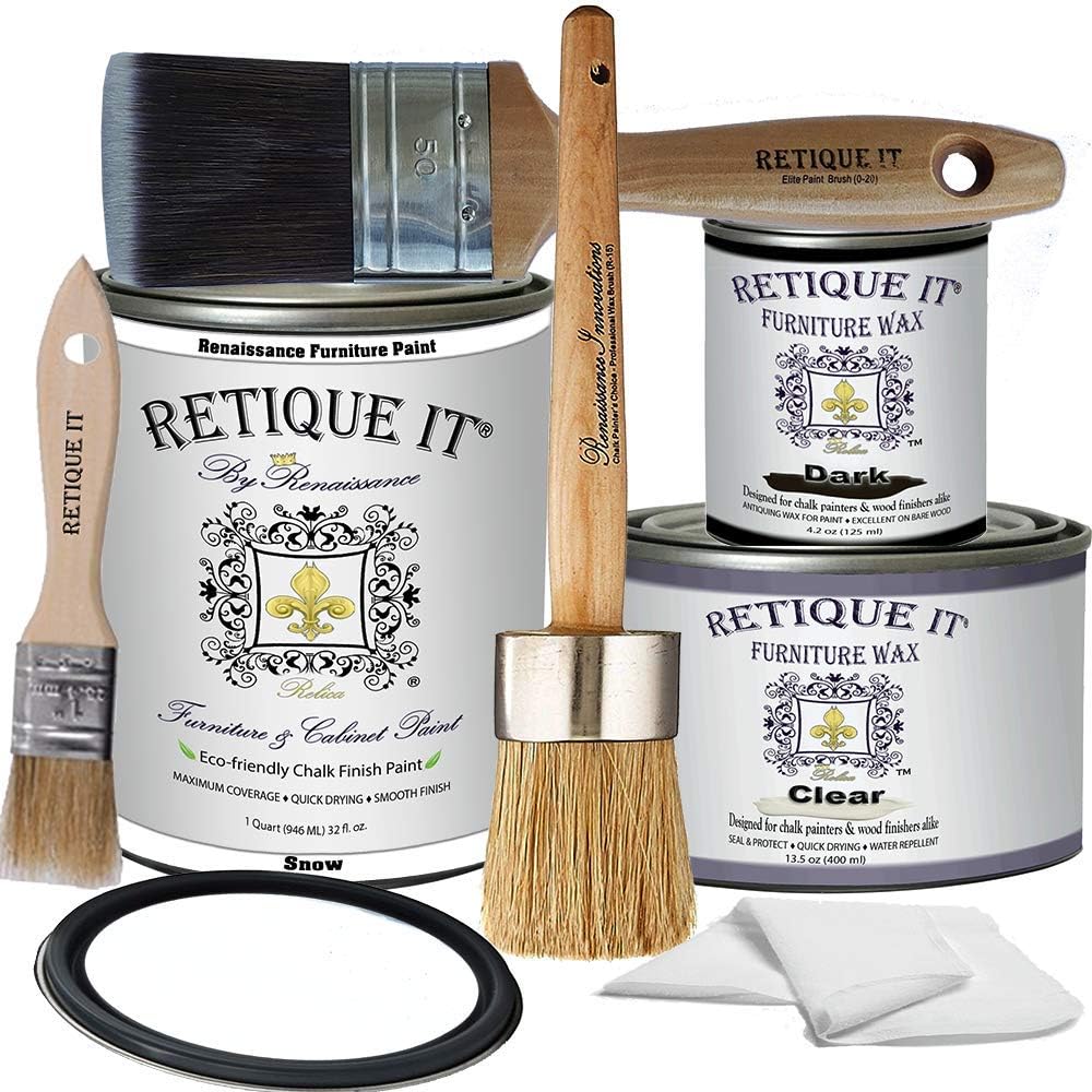 Retique It Chalk Furniture Paint by Renaissance DIY, Wax Kit, 01 Snow
