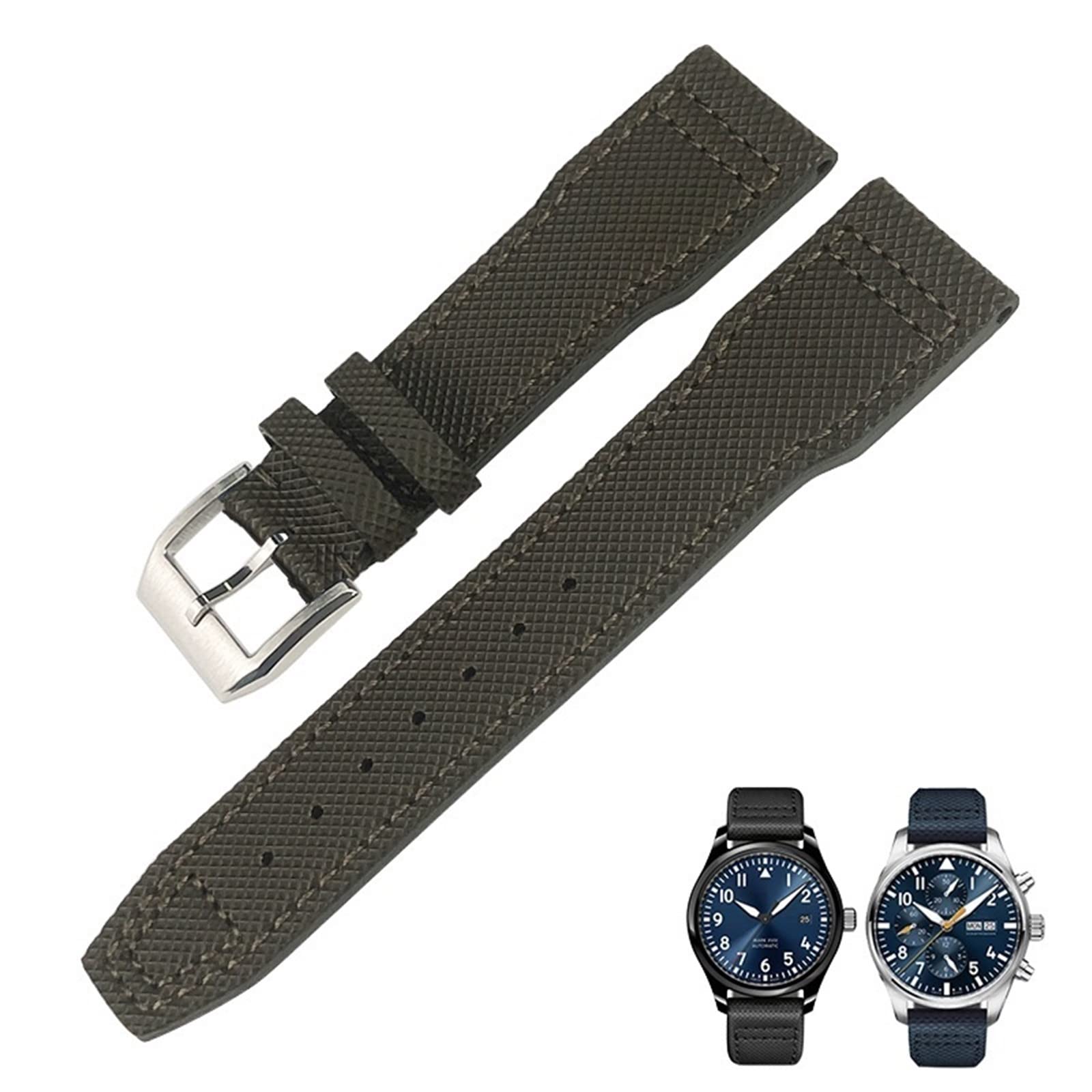 Bracelet de montre en cuir de vachette noir pour IWC MARK18 PILOT - 7