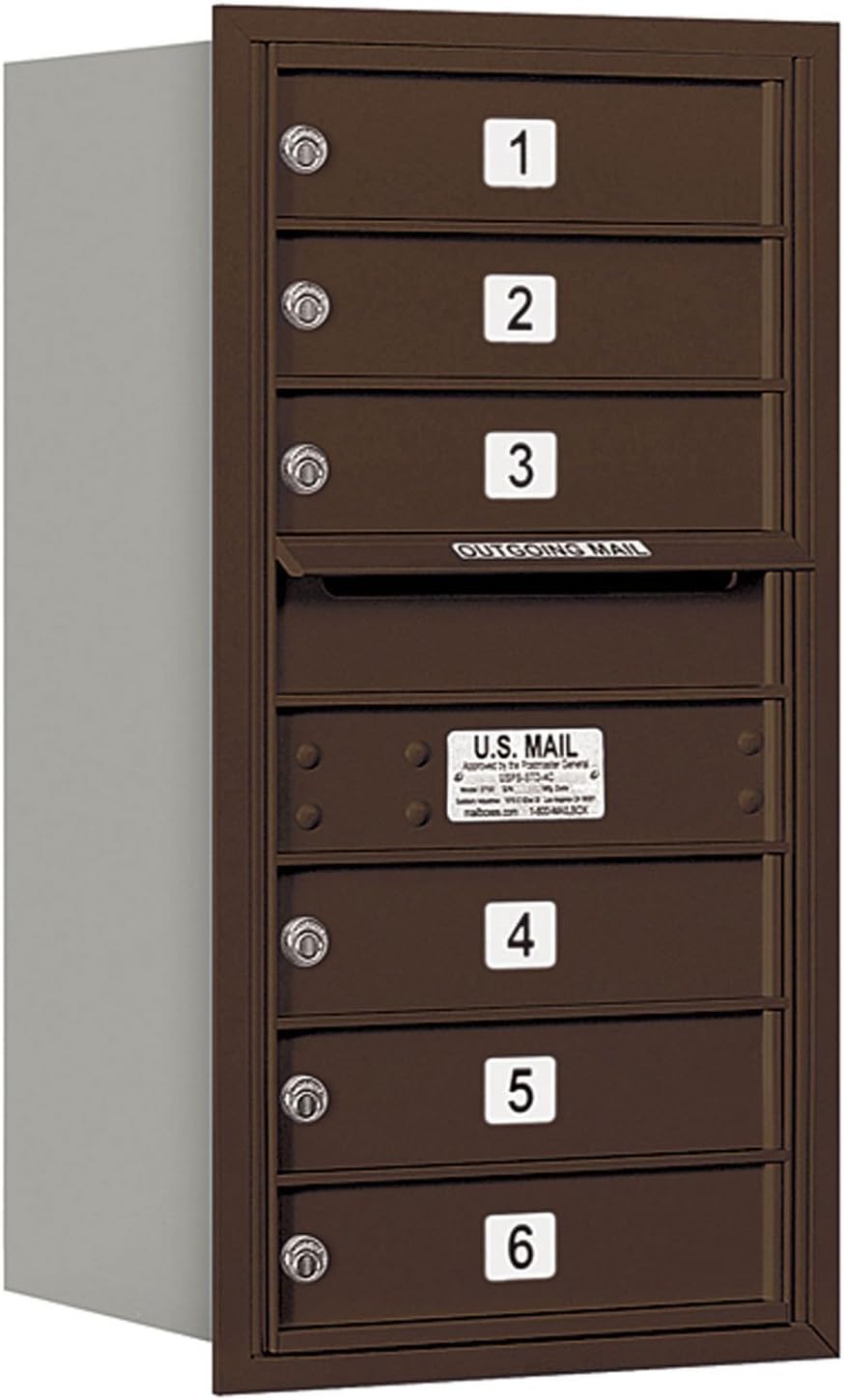 Salsbury Industries 3708S-06ZRP 4C Horizontal Mailbox, Bronze