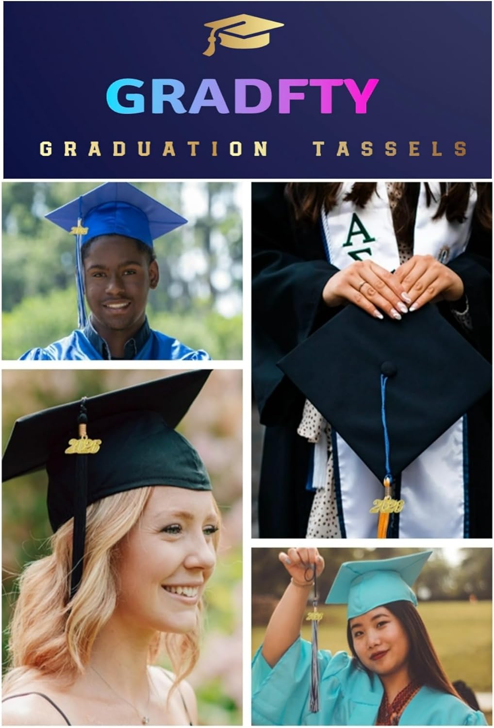 Blue and White Graduation Tassel 2026 for Grad Cap and Graduation Ceremony Accessory Decoration