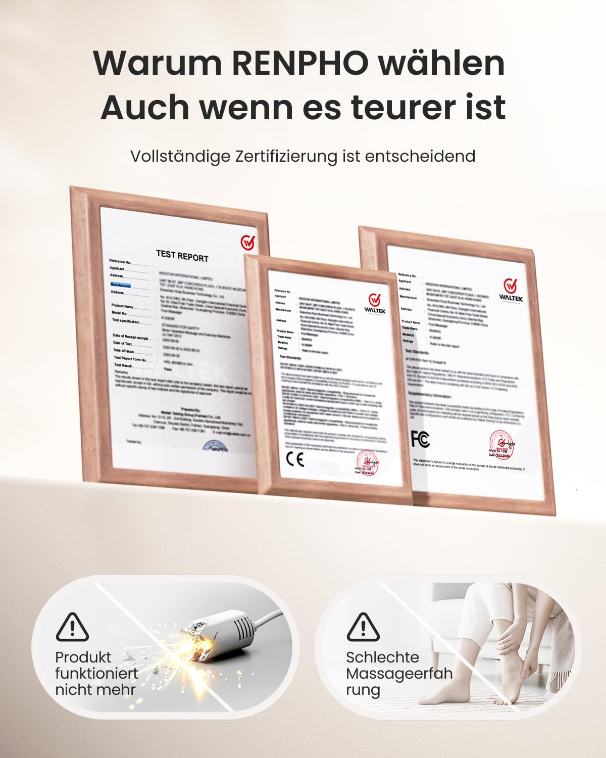 RENPHO Fußmassagegerät mit Wärme, Fussmassagegerät mit Sprachsteuerung | Shiatsu Fussmassagegerät 2026 Neu, Cremeweißes Design für zu Hause oder das Büro, Gutes Geschenk für Frauen, Mama, Freundin