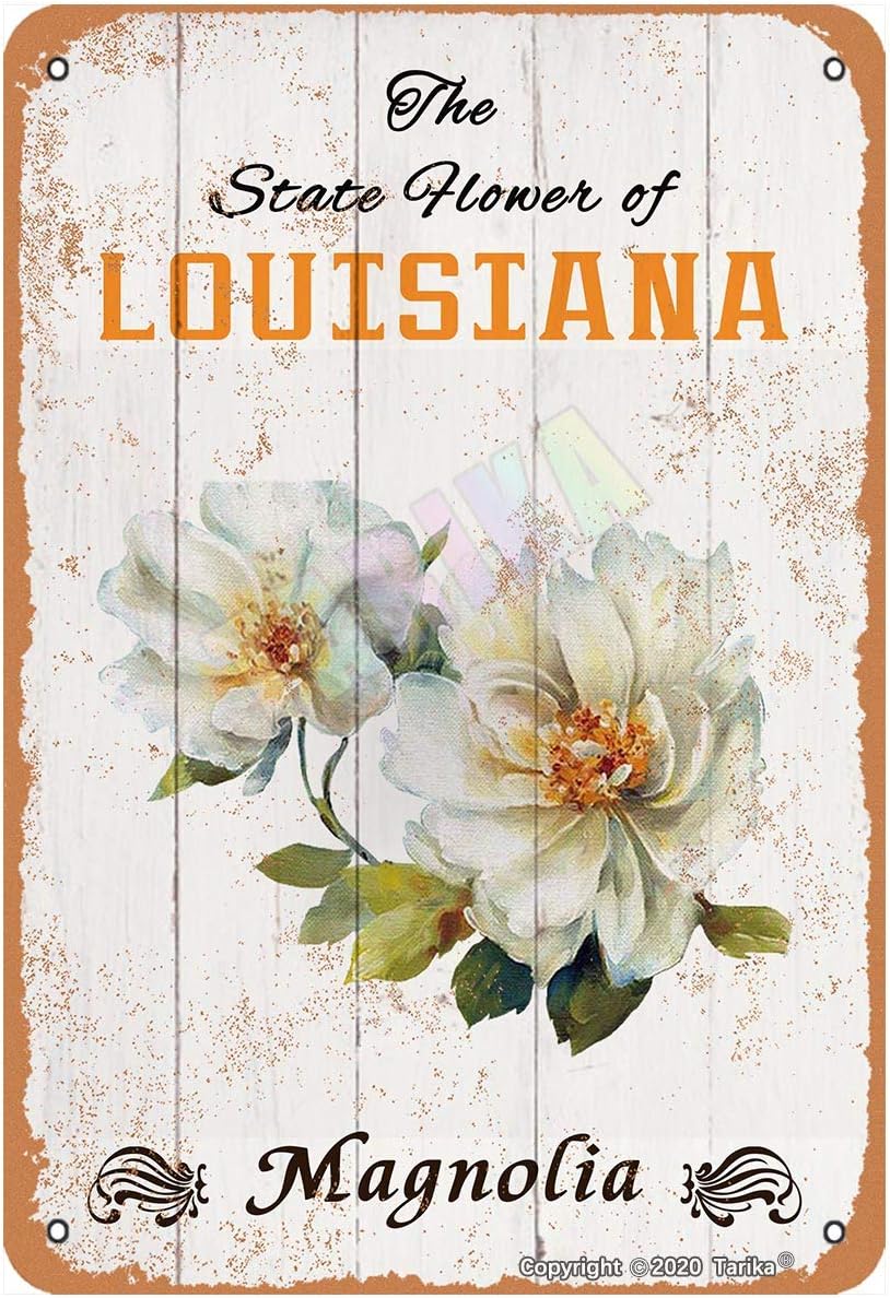The State Flower of Louisiana Magnolia for Room,Bedroom,Bathroom,Garden,Club,Shop,Outdoor,Farmhouse Metal Vintage Tin Sign Wall Decoration 12x8 inches