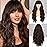 MERISIHAIR Long Highlight Dark Brown Wig with Bangs Long Brown Wavy Wigs for Women Highlights Brown Wig Natural Looking Heat Resistant Synthetic Wigs Daily Party Use(Mixd Brown)