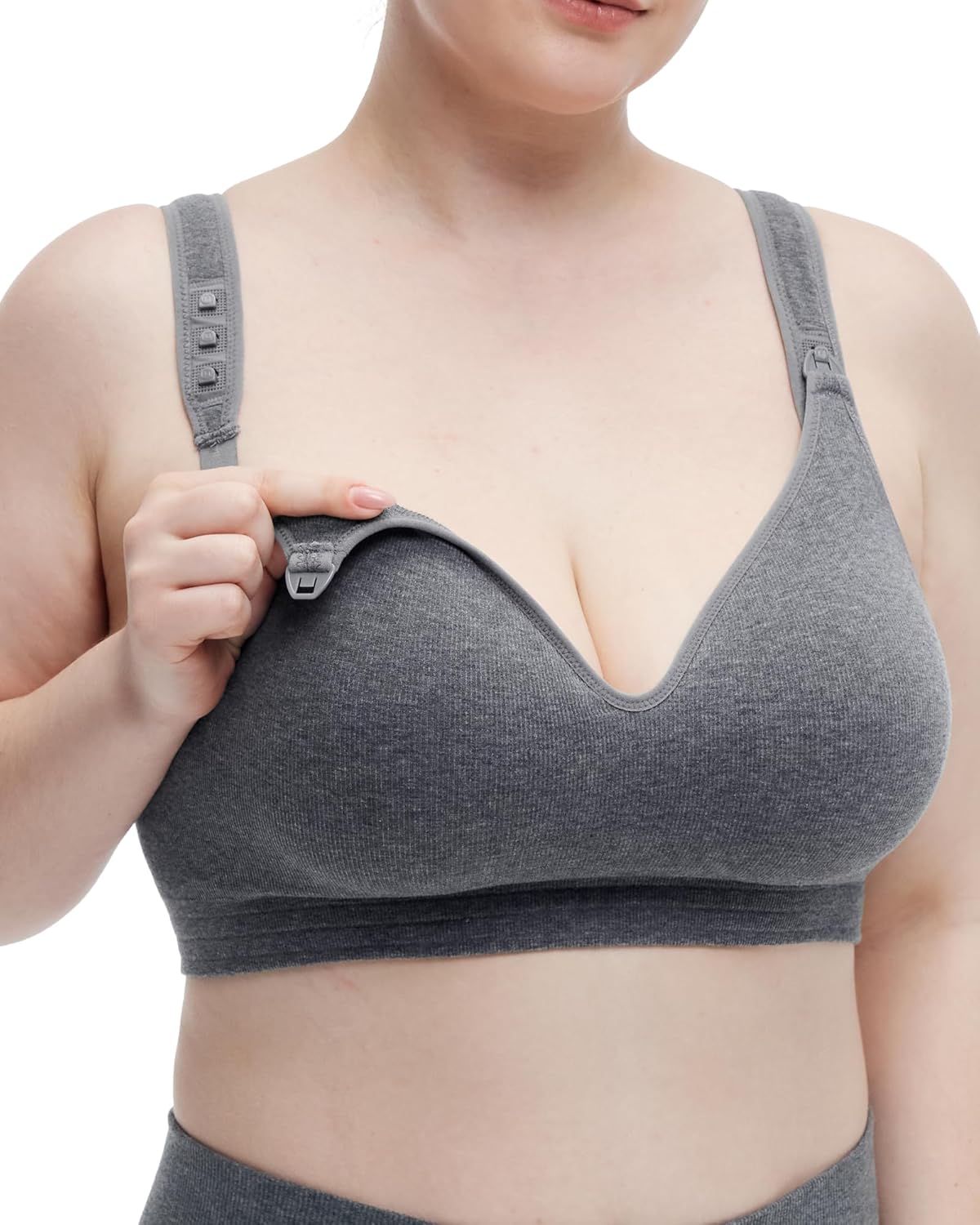 Momcozy Busty Nursing Bras, U.S.Cotton Wirefree Fixed Padded Maternity Bra, Full Coverage Adjustable Fit