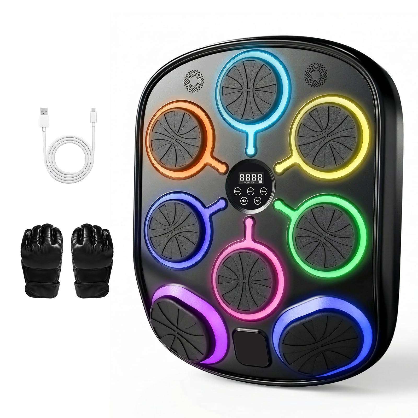 JIANYANA Music Boxing Machine Intelligent Music Boxing Targets with Bluetooth - 8-Pad Interactive Punching Training System,9 Modes&Speeds,Includes Adult Half-Finger Gloves,Home Fitness Equipment