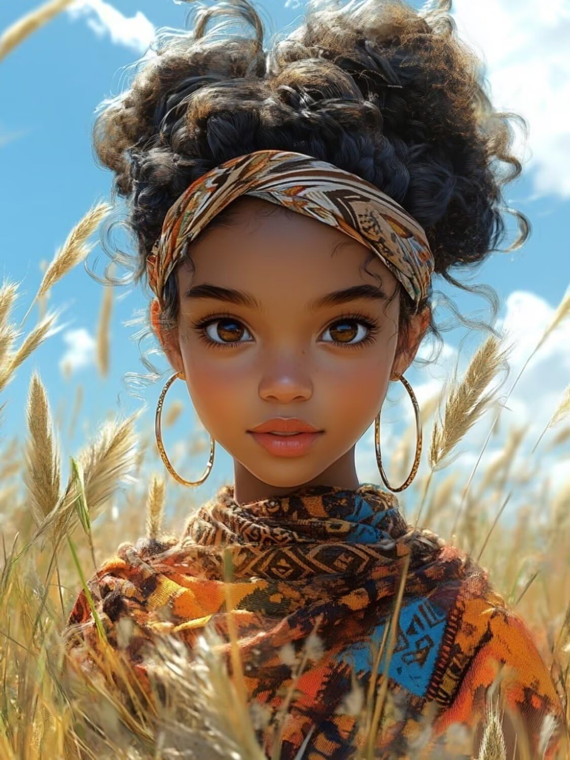 Diamond Painting XXL Mädchen für Bastelset Kinder ab 6 Jahre, Diamond Painting Afrika, 5D DIY Diamant Malerei Bilder Stickerei Set, Dimond Kristall Handwerk Geschenke für Zuhause Deko 70x90cm S-115