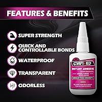 Vista 2 de Pegamento super líquido para plástico, cerámica, acuario, 113.6 gramos, adhesivo cianoacrilato transparente de espesor medio multiusos, pegamento CA