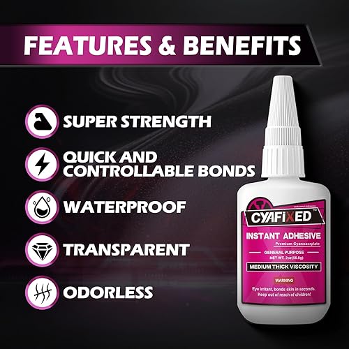 Miniatura 2 de Pegamento super líquido para plástico, cerámica, acuario, 113.6 gramos, adhesivo cianoacrilato transparente de espesor medio multiusos, pegamento CA