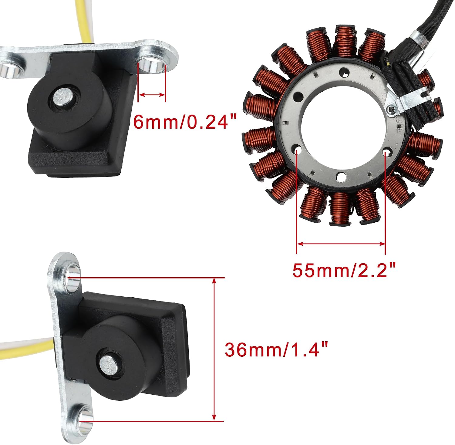 WOOSTAR 18 Coil 5 Wire Magneto Stator Replacement for CBR500R CBR400X CBR400R 2013-2021 CB500F CB500F ABS 2013-2021 CB500X CB500X ABS 2013-2021 CBR500R ABS CBR400R ABS