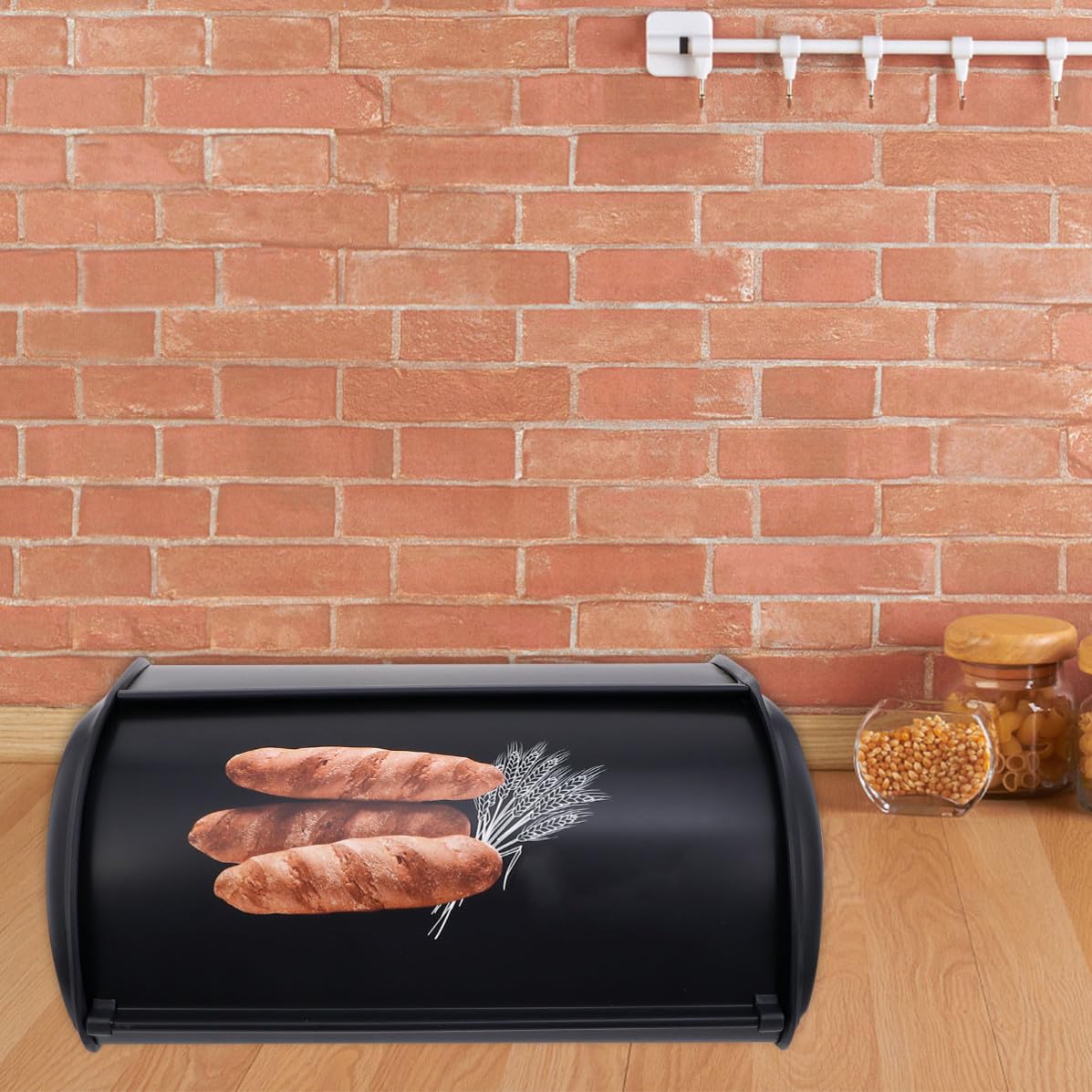 Caja de Pan Metálica Pequeña, Forma Cilíndrica, Tapa Frontal Impresa