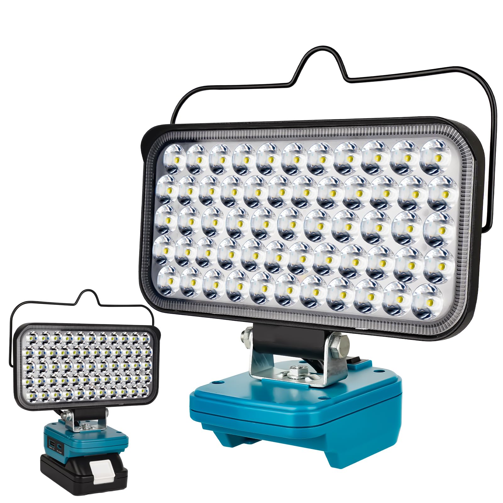 Cordless LED Work Light for Makita 18v Battery, Portable Flood Lights 174W Spotlight Compact Lighting 10800LM with Type C & USB Fast Charging for Camping, Hiking, Fishing,Power Failure,Workshop