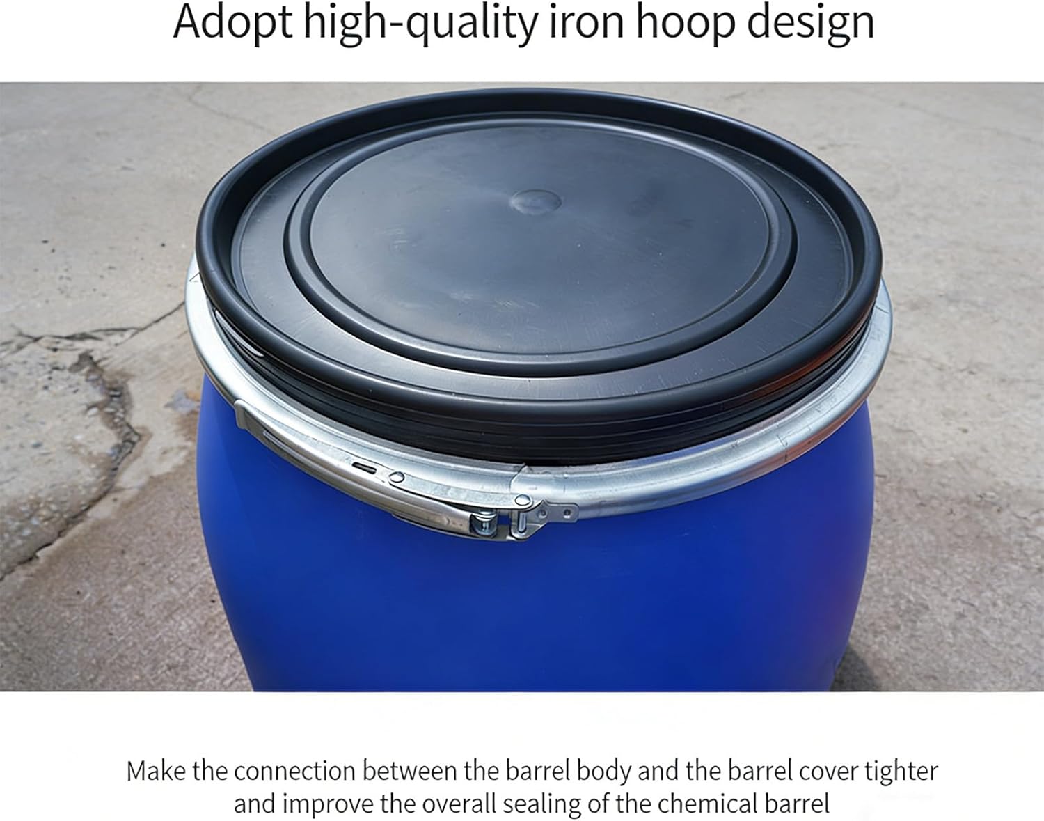 Plastic Blue Drum,Storage Barrel Drum,Plastic Barrel with Lid and Latch Ring,Fermentation Container,Extra Thick Safe Barrels,Air Tight Industrial Storage Container,Food Grade for Shipping,HDPE,60L