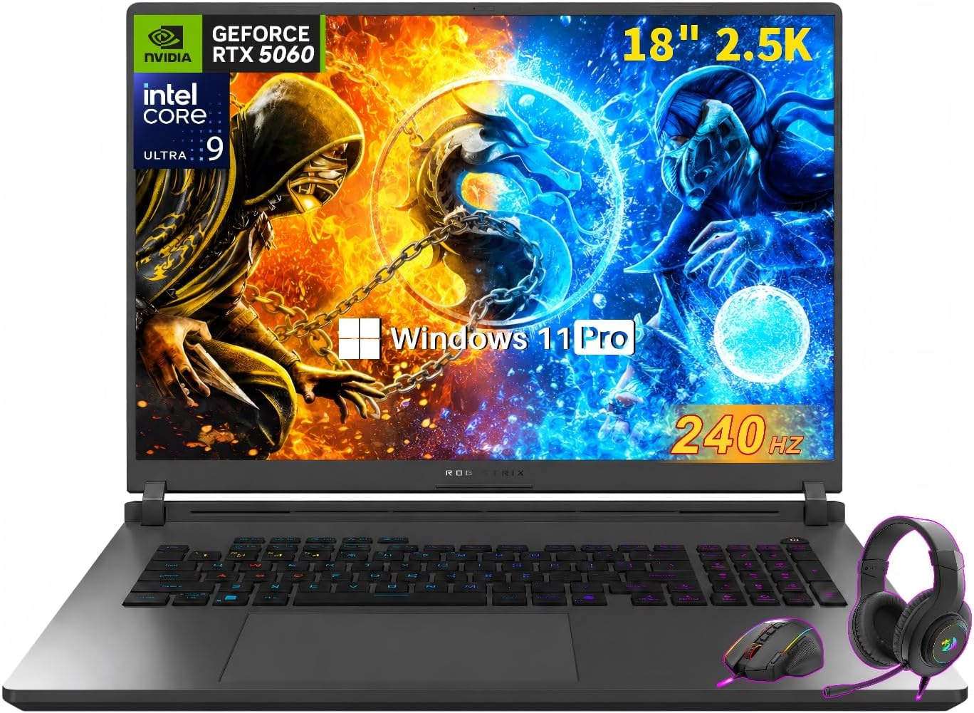 ASUS ROG Strix G18 18" Gaming Laptop | Intel Ultra 9 275HX (Up to 5.4 GHz) | NVIDIA GeForce RTX 5060 8GB GDDR7 | 32 GB DDR5 RAM | 1 TB SSD | 2.5K 240Hz/3ms Nebula Display | Wi-Fi 7 | Windows 11 Pro