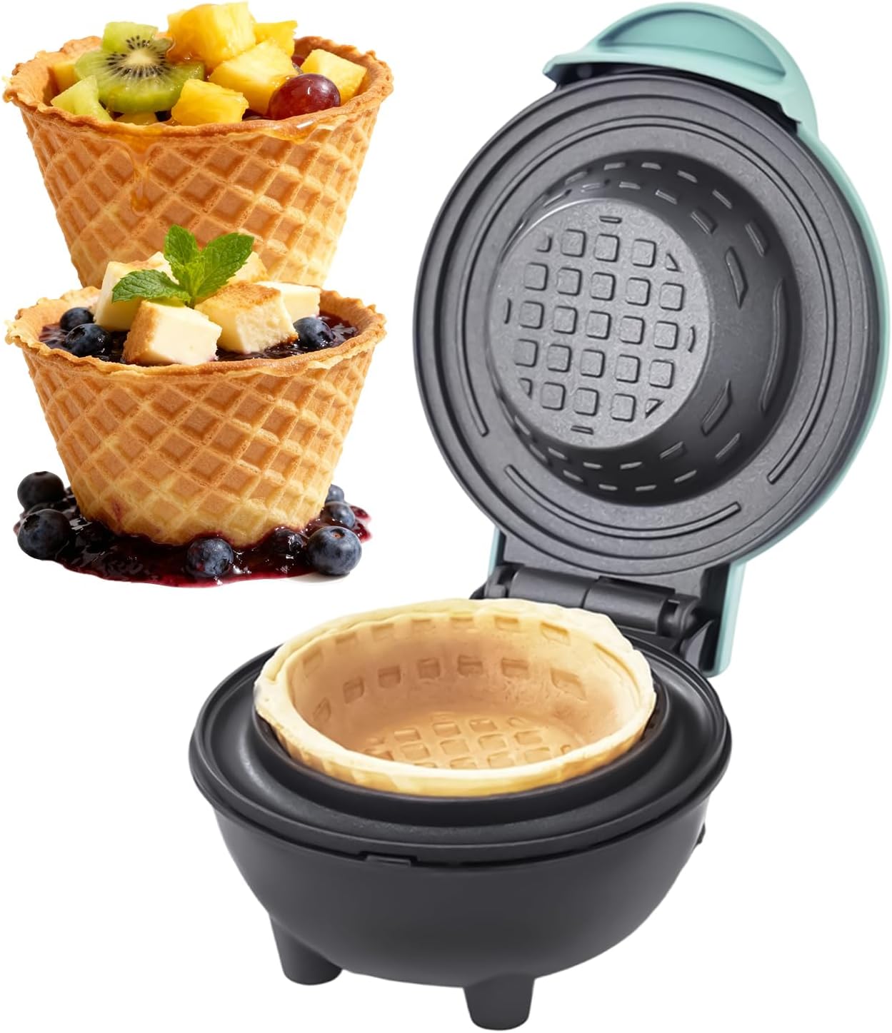 Waffle Cone Maker,with Non-Stick Coating 350W - Waffle Cone Maker for Ice Cream Cups | for Birthday Christmas Party Holiday Homemade Dessert Snack Breakfast Brunch Kids Adults