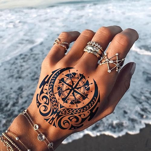 Miniatura 3 de 10 tatuajes vikingos celtas nórdicos para la parte posterior de las manos y los antebrazos, tatuajes tribales de Bule para la cara, fiesta vikinga,