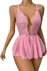Conjunto de lingerie sexy feminina, babydoll de renda, body inteiro, minissaia, roupas impertinentes