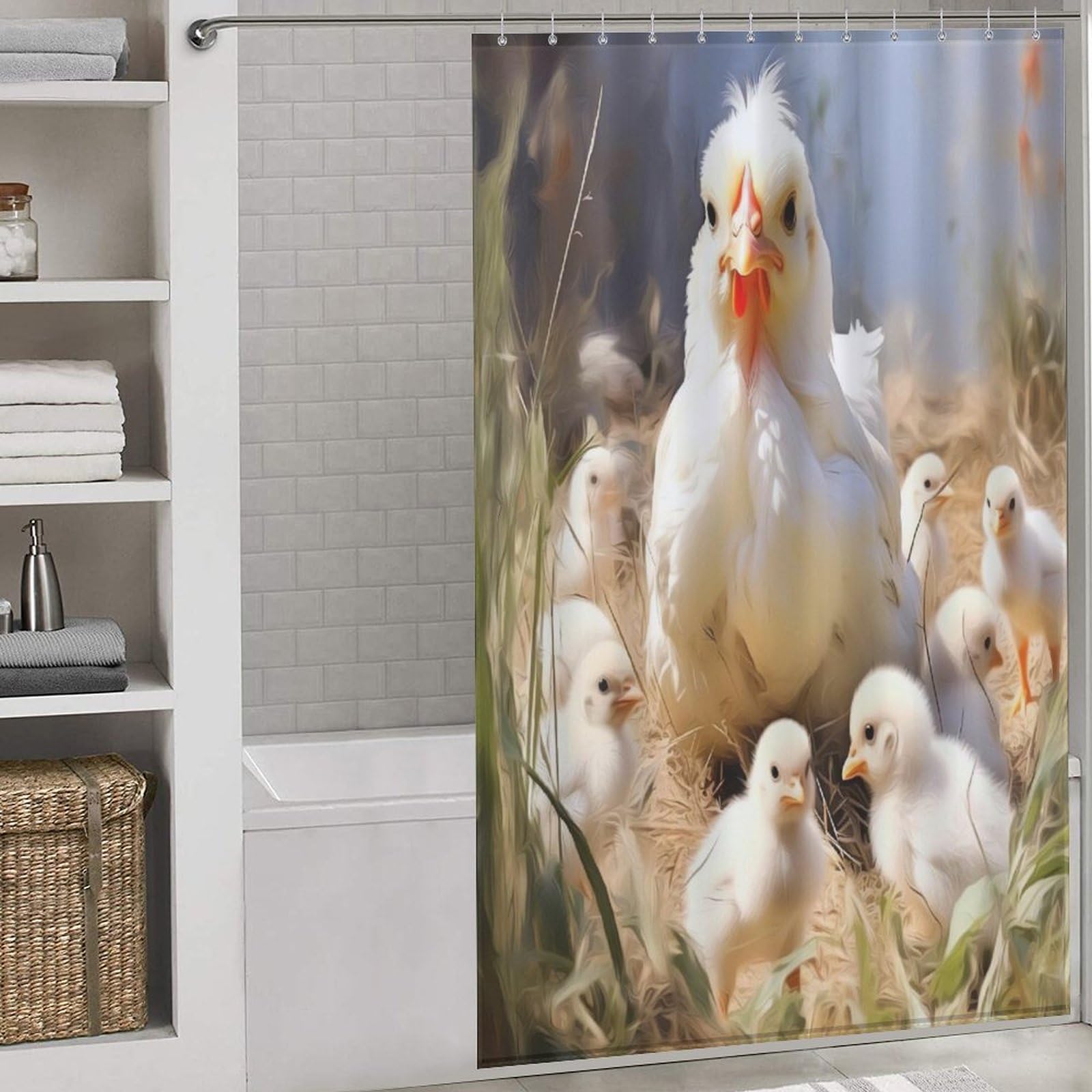 Rideau de douche poulet mignon transformez votre baignoire en un espace joyeux et étanche