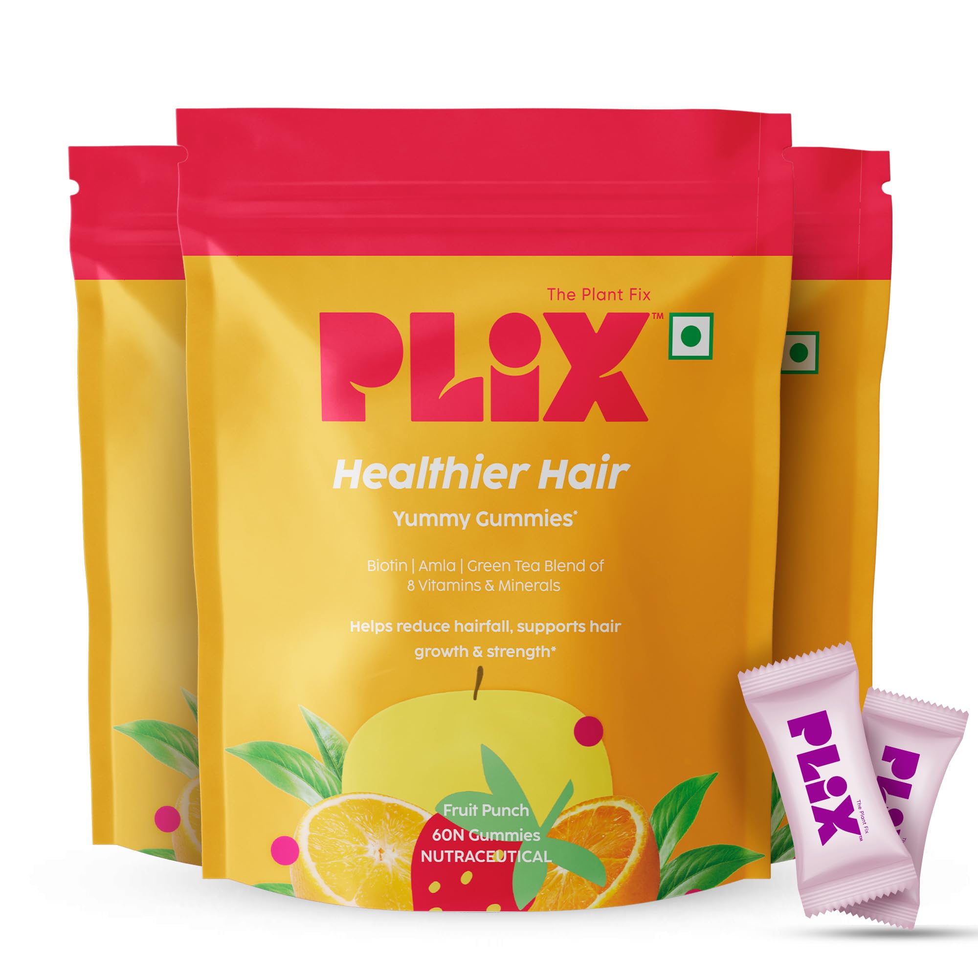 PLIX - THE PLANT FIX Biotin Hair Gummies For Healthy,Strong Hair&Reduced Hairfall|Enriched With Amla,Green Tea + 8 Vitamins&Minerals|180 Days Pack For Men&Women|100% Vegetarian (B0BS3R4C5J) Amazon Price History, Amazon Price Tracker